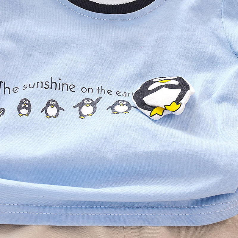 Penguin Pattern Kids Short Sleeve Suit Baby Boys Girls Clothing Sets Children's T-shirts+Shorts 2Pcs Boy Girl Clothes Cute KidsX1019
