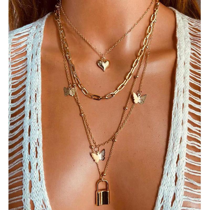 Chokers Vintage Golden Chain Jewelry Lock Butterfly Removable DIY Pendant 2021 Trend Fashion Girl Heart Layered Necklace Accessory
Chokers Vintage Golden Chain Jewelry Lock Butterfly Removable DIY Pendant 2021 Trend Fashion Girl Heart Layered Necklace Accessory