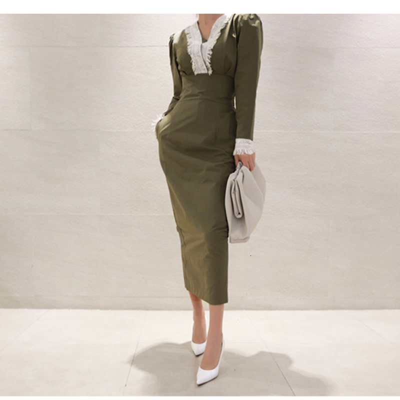 2021 Women Vintage Party Midi Long Sleeve Lace Collar Solid Casual Elegant Spring New Fashion 0tq1, Army green
2021 Women Vintage Party Midi Long Sleeve Lace Collar Solid Casual Elegant Spring New Fashion 0tq1, Army green