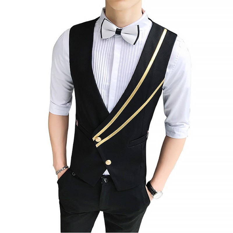 2020 Style Oblique British Pull Bar Single Row Buckle Bartender Club Vest Man Clothes Chaleco Hombre J76j, Black
2020 Style Oblique British Pull Bar Single Row Buckle Bartender Club Vest Man Clothes Chaleco Hombre J76j, Black