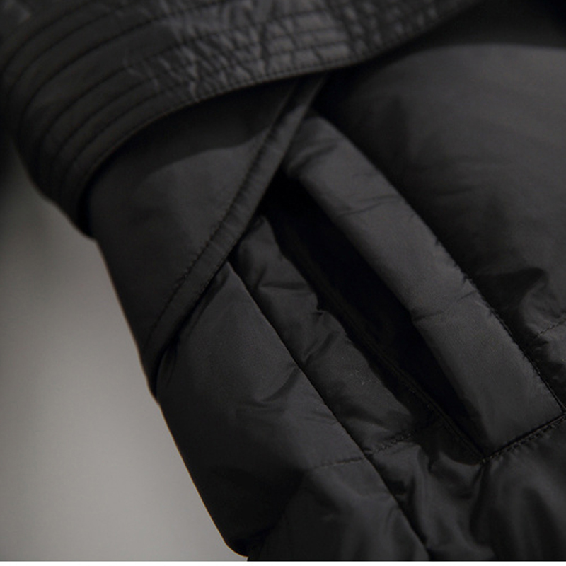 puffer winter down jacket warm hood Adjustable belt side slit zipper plus size 4XL black white women's fashion coat 201019