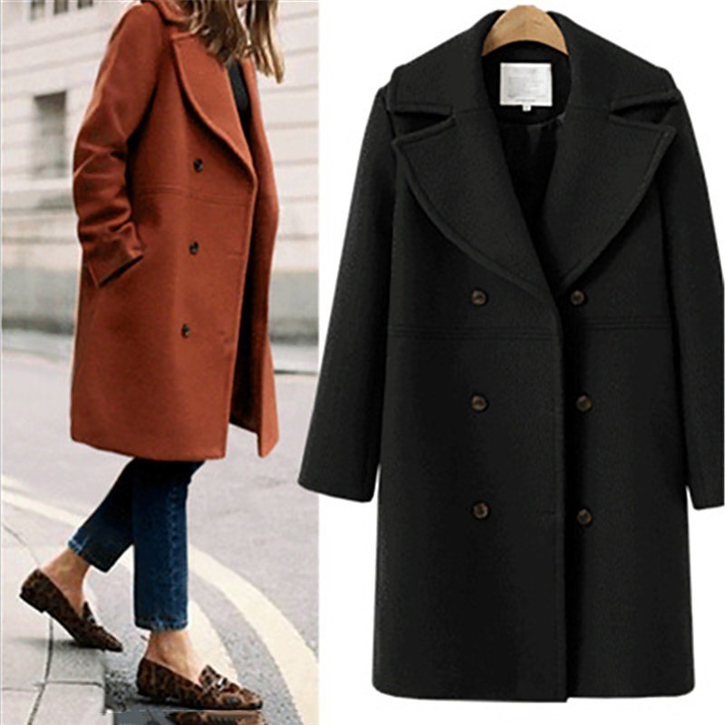 Winter Woman Coat Female Long Thick Jacket Autumn Womens Thin Windbreaker Cashmere Coat Women Warm Woolen Solid Overcoat 201102