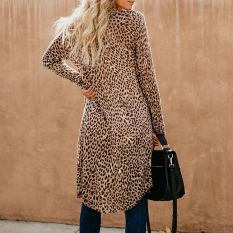 Women Fashion Causal Long Sleeve Cardigan Autumn Coat Leopard Camouflage Snakeskin Pattern Sueter Long Sweater Women 201029