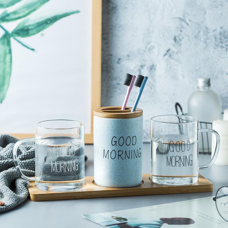 4pcs Set Bathroom Accessories Kit Good Morning Greetings Glass Mouth cup Ceraatmic Toothbrush Holder With Cover Bamboo Wood Tray1
4pcs Set Bathroom Accessories Kit Good Morning Greetings Glass Mouth cup Ceraatmic Toothbrush Holder With Cover Bamboo Wood Tray1
