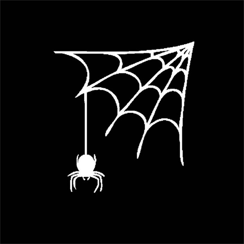 Spiderweb Hanging Car Stickers 13CM*13.9CM Spiders Graffiti Decals For Auto Racing Truck Laptop Guitar Party Bar Wall Office Door Window Decorations D