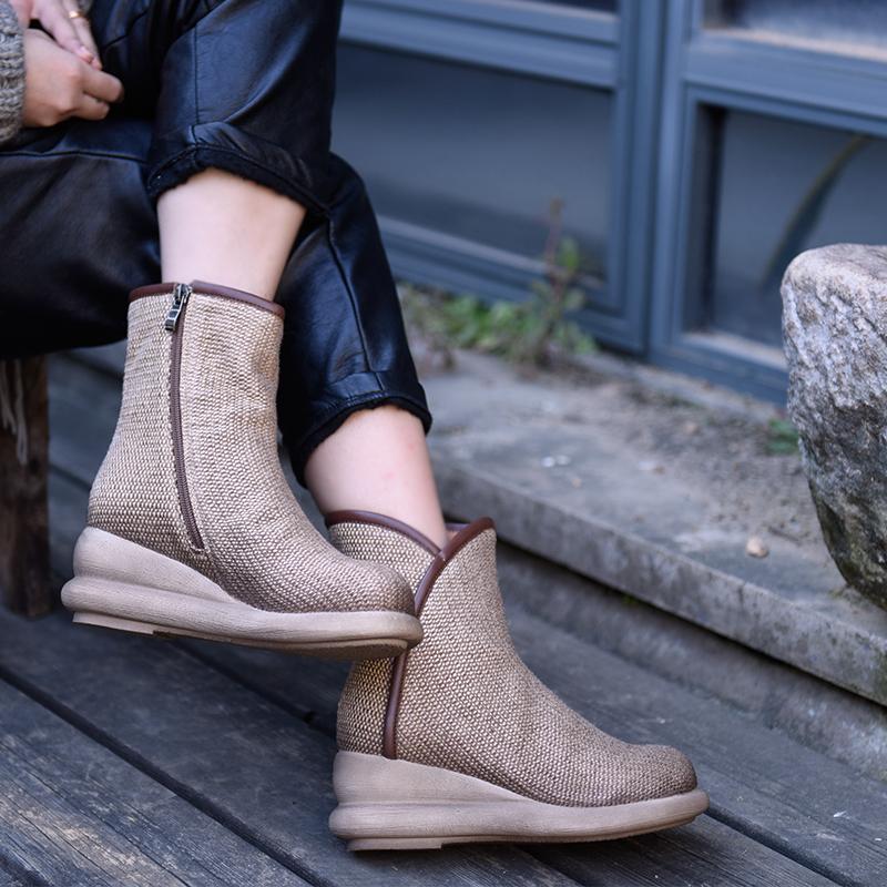 Artmu Original New Winter Folk Style Retro Thick Sole Wedge Heels Ankle Boots Handmade High Heels Women's Boots 1198-60, Khaki
Artmu Original New Winter Folk Style Retro Thick Sole Wedge Heels Ankle Boots Handmade High Heels Women's Boots 1198-60, Khaki