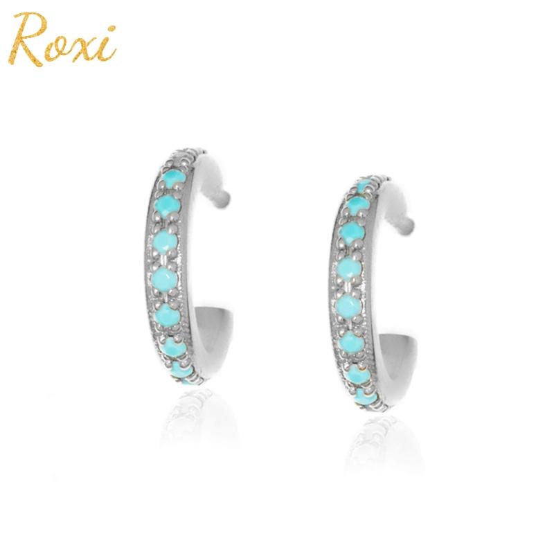 ROXI 925 Sterling Silver C Shape Turquoise Stone Circle Stud Earrings for Women Unusual Earrings Piercing Pendientes Jewelry
ROXI 925 Sterling Silver C Shape Turquoise Stone Circle Stud Earrings for Women Unusual Earrings Piercing Pendientes Jewelry