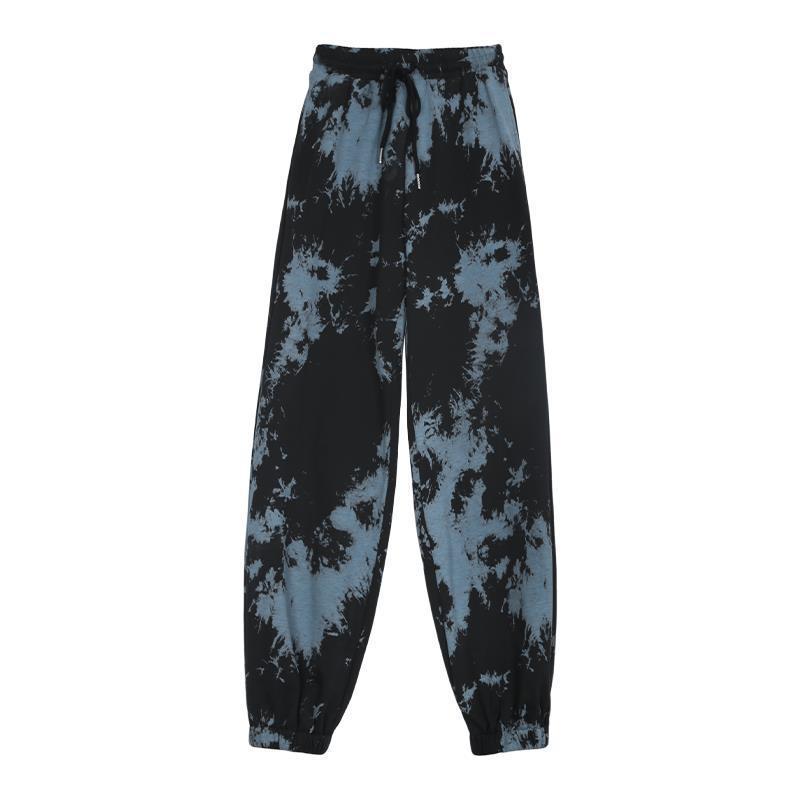 QWEEK Tie Dye Sports Pants for Women Harajuku Goth Pants Baggy Joggers Winter Loose Trousers White Pants on Fleece Plus Size 201228