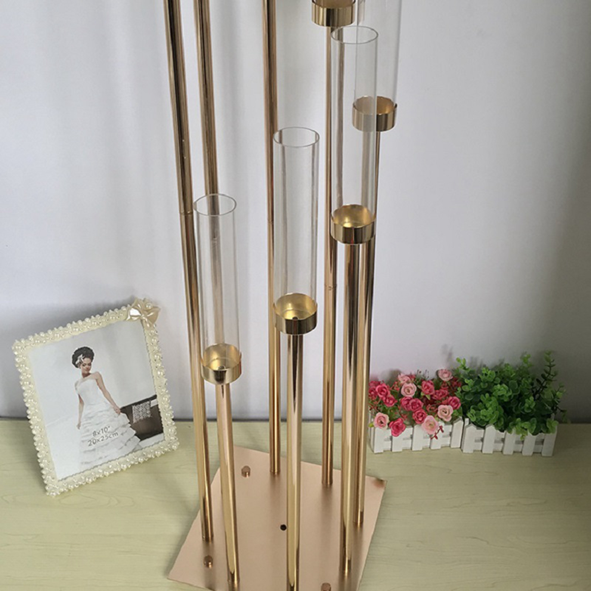Candle Holders 8 Heads Metal Candelabra Gold Holder Acrylic Wedding Table Centerpiece Candelabrum Decoration senyu472 XJ260305