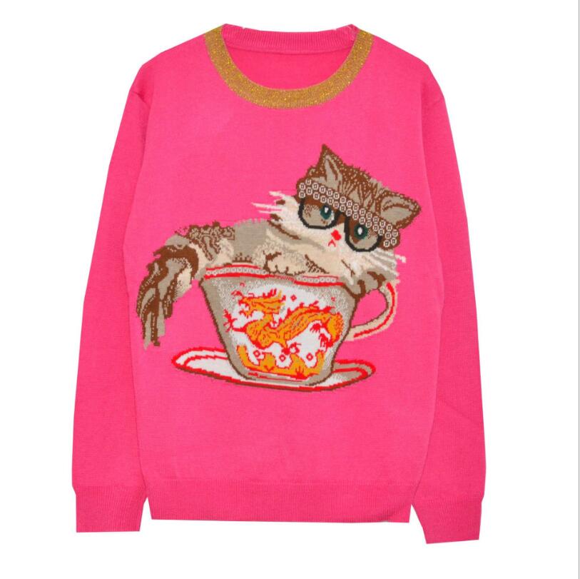 Autumn winter Teacup cat print O collar Sweater women fashion long sleeve Knitted pullover female Casual Tops w1123, Red
Autumn winter Teacup cat print O collar Sweater women fashion long sleeve Knitted pullover female Casual Tops w1123, Red