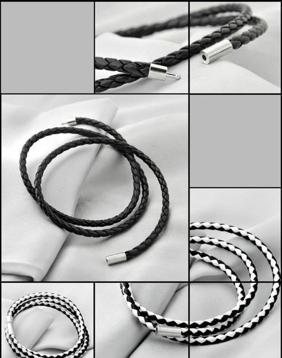 Mens Leather Bangle Bracelets Blackbrown Mesh Magnetic Stainless Steel Clasp Double Wrap Wristband Beautiful Ti jllxaF ffshop2001