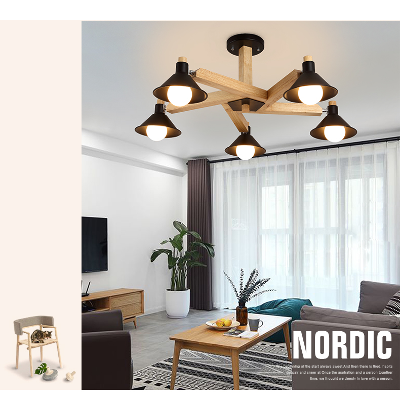 Retro Wooden LED ceiling light Korea style lamp for living room/bedroom/study room modern Lighting Fixture