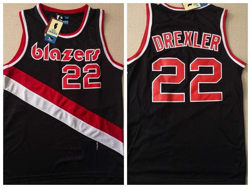 Mens Clyde 22 Drexler basketball Jersey, Black;red