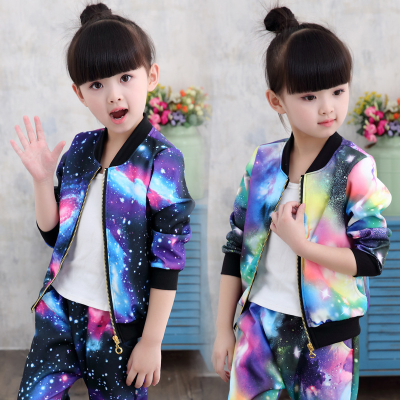 Girls Clothing Sets 2019 Children Fashion Active Jackets Zipper Coat And Pant Set Kids Clothing Autumn Sports Suit TracksuitX1019