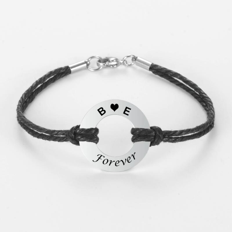 Custom Stainless Steel Name bangle circle Charm coordinates engraved Black Color Polyester Chain Bracelets SL-146
Custom Stainless Steel Name bangle circle Charm coordinates engraved Black Color Polyester Chain Bracelets SL-146