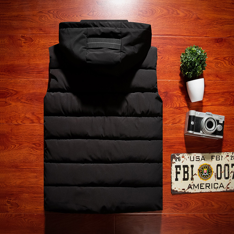 Hooded Removable Vest Men Winter Fashion Thicken Warm cotton-padded Solid Color Big Pockets waistcoat 4XL 5XL Army Green Color 201120