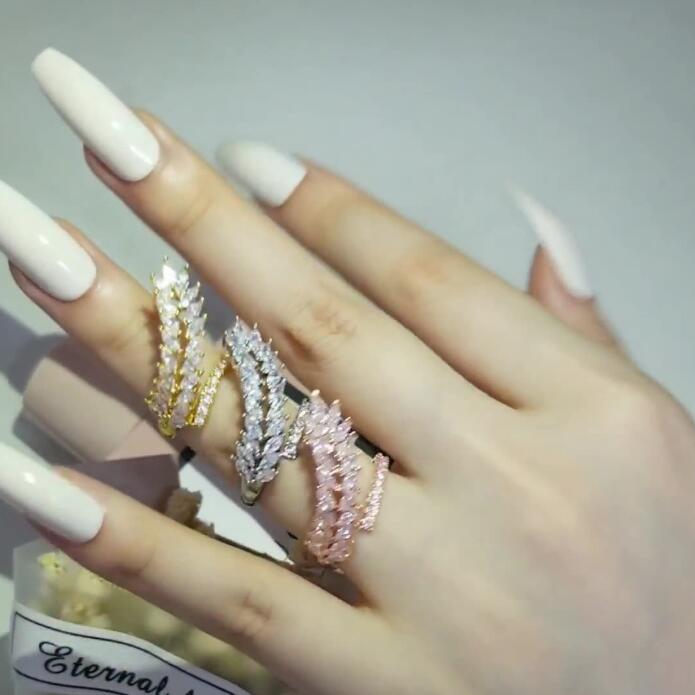 Marquise Cut Sterg Sier Wedding Rings Open Adjustable Women's Ring for Party