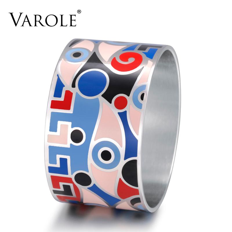 VAROLE Enamel Wide Bangle Round Metal Charm Bracelet Stainless steel Big Cuff Bangles for Women Bracelets Jewelry Pulseiras
VAROLE Enamel Wide Bangle Round Metal Charm Bracelet Stainless steel Big Cuff Bangles for Women Bracelets Jewelry Pulseiras