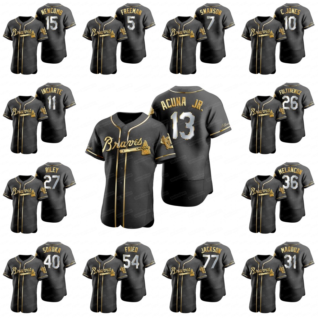13 Ronald Acuna Jr. 2021 Golden Edition Relate Jersey Freddie Freeman Chipper Jones Aaron Murphy Shane Greene Foltynewicz Justice Glavine, 54 max fried 
13 Ronald Acuna Jr. 2021 Golden Edition Relate Jersey Freddie Freeman Chipper Jones Aaron Murphy Shane Greene Foltynewicz Justice Glavine, 54 max fried