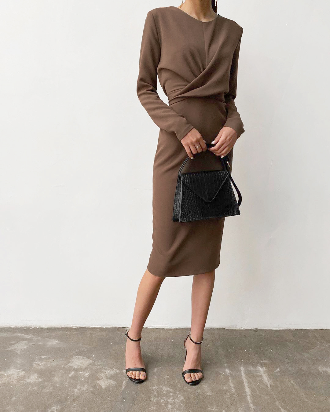 Autumn Winter Dress Women Casual Long Sleeve Slim Office Bodycon Dresses Elegant Sexy Chic Cross Draped Long Party Dress AAA Discount for in-store pur