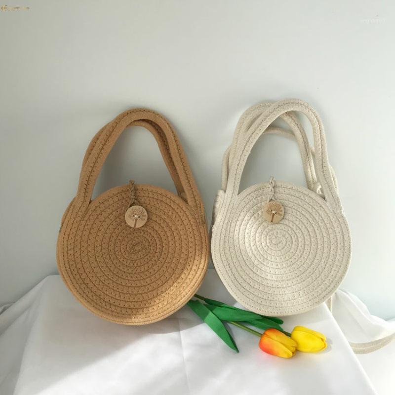 2020 new round cotton rope one shoulder woven bag beach bag forest straw woven small round cake messenger1, Khaki
2020 new round cotton rope one shoulder woven bag beach bag forest straw woven small round cake messenger1, Khaki