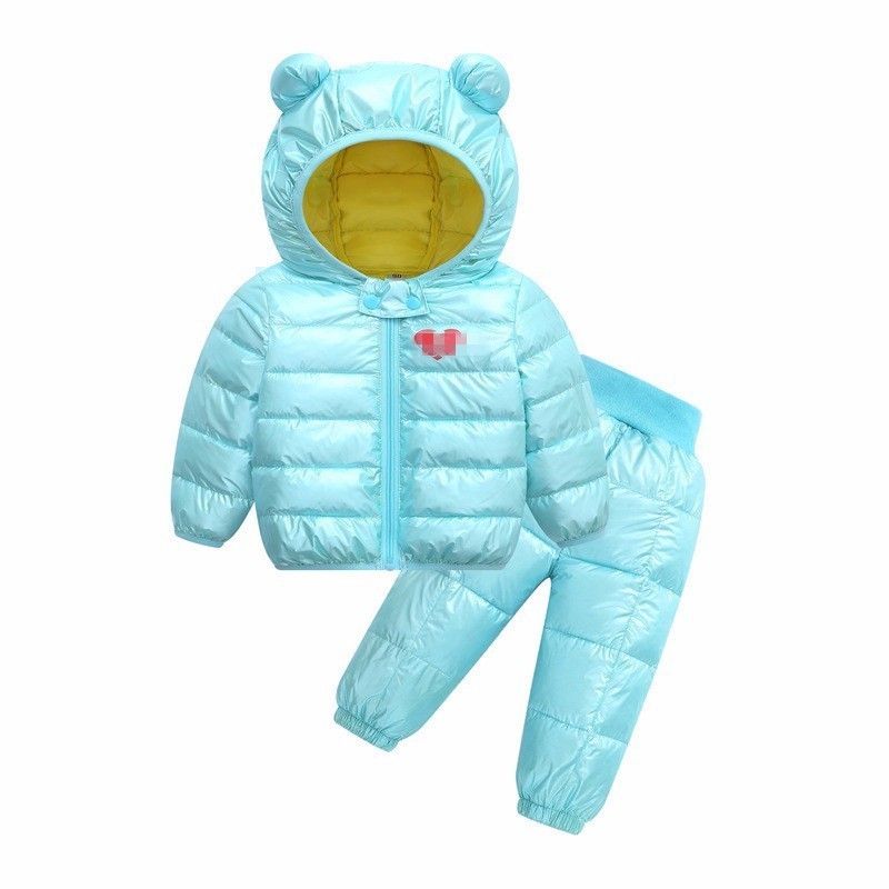 Down-Cotton Baby Children's Clothes Sets Winter Girls and Boys Hooded Jackets Coat-Pant Overalls Suit for Warm Kids ClothingX1019