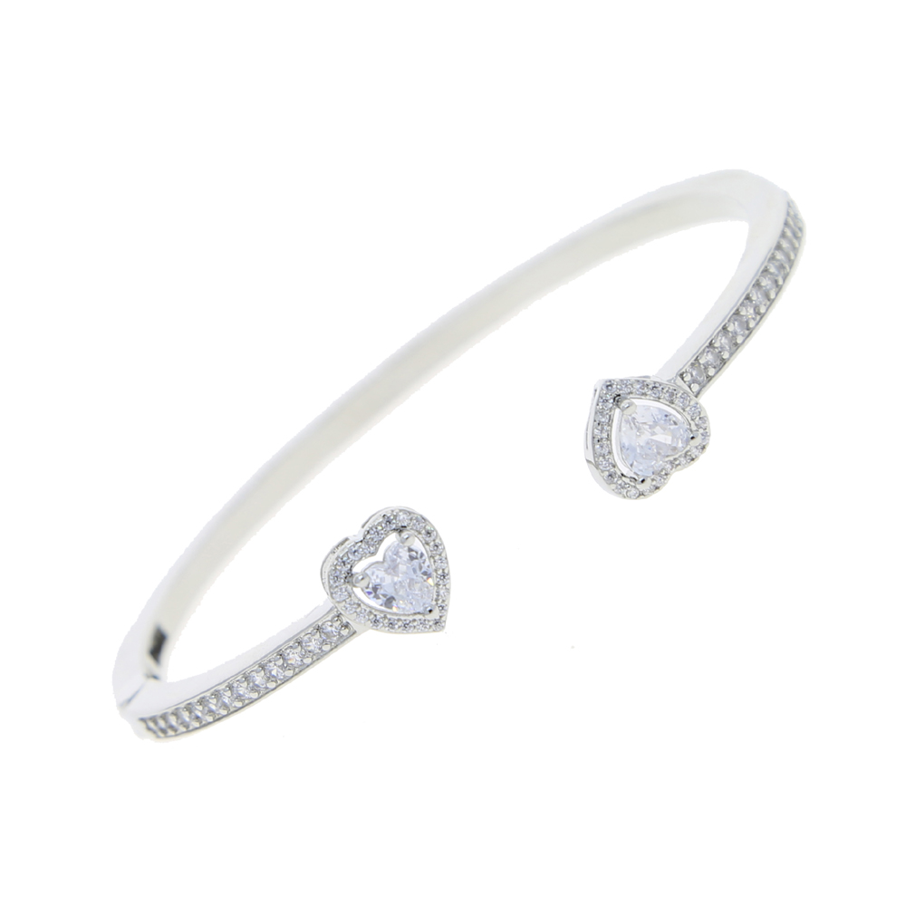 Wholesale Open Adjusted Size bracelet Drop Heart Arrow Cz Cubic Zirconia Paved Bling Fashion Lover Women Wedding Band Cuff Bangle Bracelets