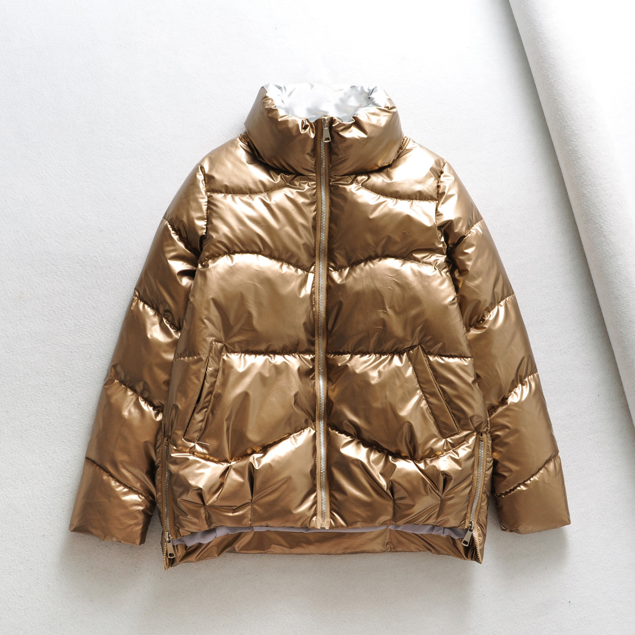 Women Winter Parkas Shiny Fabric Jackets Thick Warm Down Cotton Coats Solid Parkas Zipper Padded Pocket Cold Outwear 200928