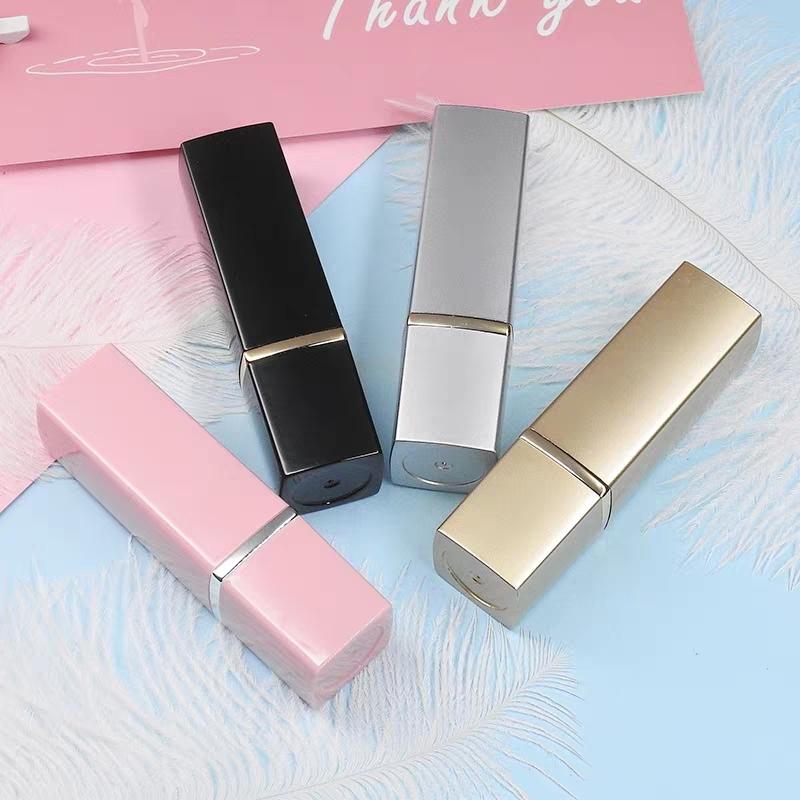 Empty 12.1mm Square Gold Lipstick Tube Empty Pink Cosmetic Lip Container Elegant Lip Makeup Tool Packaging 50pcs/lot