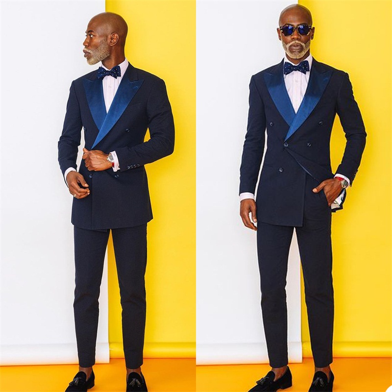 2 pieces formal men suits cotton groom tuxedos lapel modern double breasted men coatpant custom made party suit