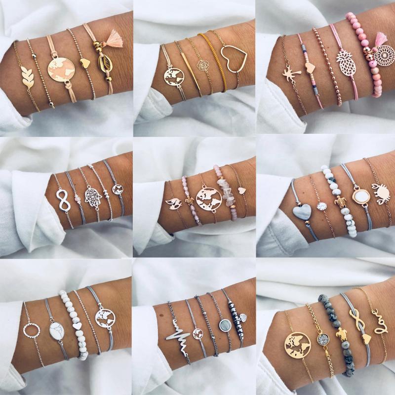Fashion Bohemia Crystal Beads Charm Bracelets Set for Woman Golden Map Turtle Pink Cuff Chain Bracelet Female Party Jewelry Gift
Fashion Bohemia Crystal Beads Charm Bracelets Set for Woman Golden Map Turtle Pink Cuff Chain Bracelet Female Party Jewelry Gift