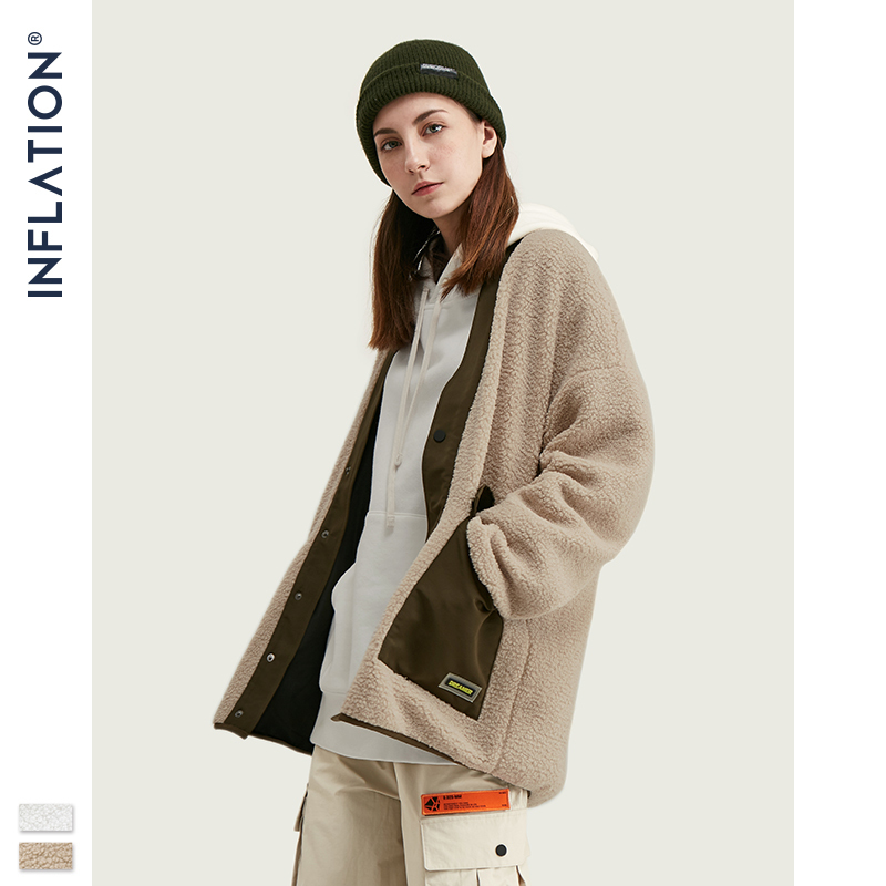 INFLATION Polar Fleece Men Winter Jacket Thick Men Coat 2019 Street Loose Fit Polar Fleece Men Jacket chaqueta hombre 9737W T200502