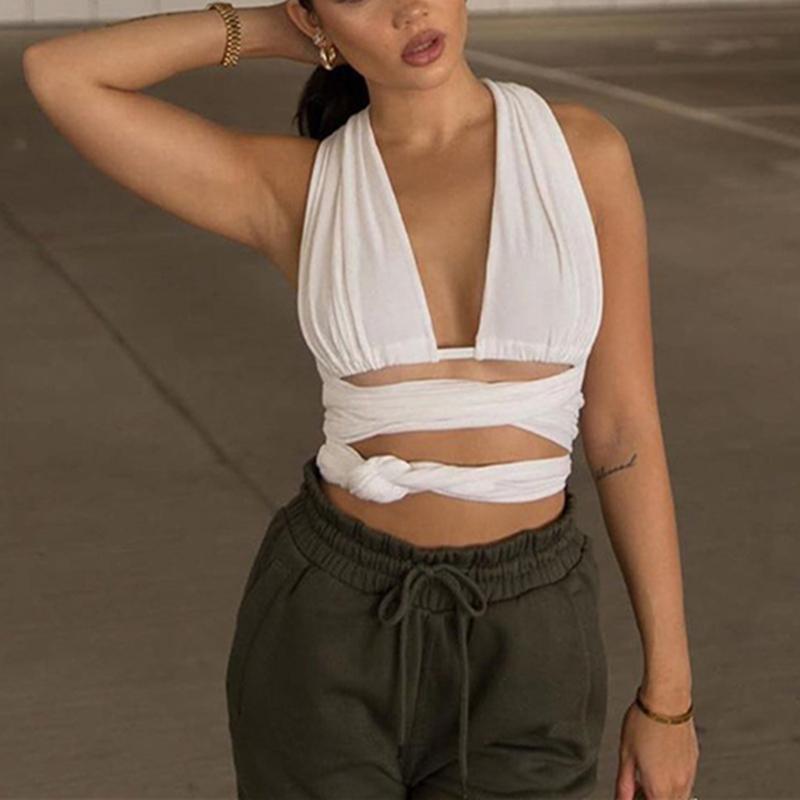 Sexy Elegant Backless Bandage Tank Tops Vest Women Deep V Neck Solid Lace Up Hollow Out Holiday Club Fashion Crop Top Streetwear, Black
Sexy Elegant Backless Bandage Tank Tops Vest Women Deep V Neck Solid Lace Up Hollow Out Holiday Club Fashion Crop Top Streetwear, Black