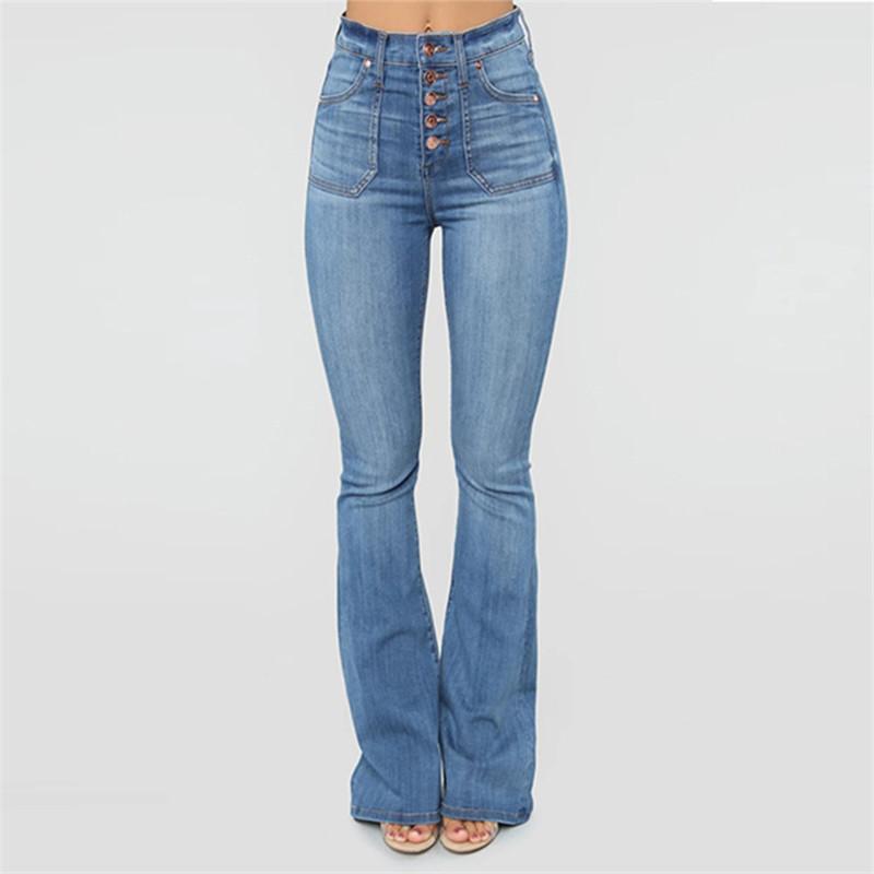 High Waist Women's Boot Cut Jeans Fashion Skinny Denim Jeans Casual Slim Wide-Leg Flare Pants Plus size clothing XS-4XL