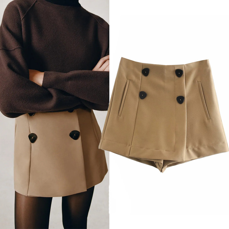 2021 New Autumn Winter Double Button High Waisted Skirt Women Vintage Wide Leg A-line Skort Ladies Loose Casual Shorts Getk, Khaki
2021 New Autumn Winter Double Button High Waisted Skirt Women Vintage Wide Leg A-line Skort Ladies Loose Casual Shorts Getk, Khaki