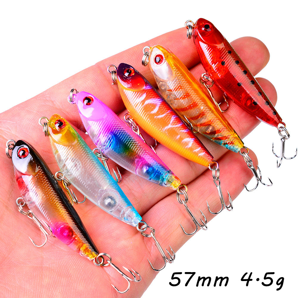 6 Color Mixed 57mm 4.5g Pencil Hard Baits & Lures Fishing Hooks 10# Hook Pesca Fishing Tackle WA_311
6 Color Mixed 57mm 4.5g Pencil Hard Baits & Lures Fishing Hooks 10# Hook Pesca Fishing Tackle WA_311
