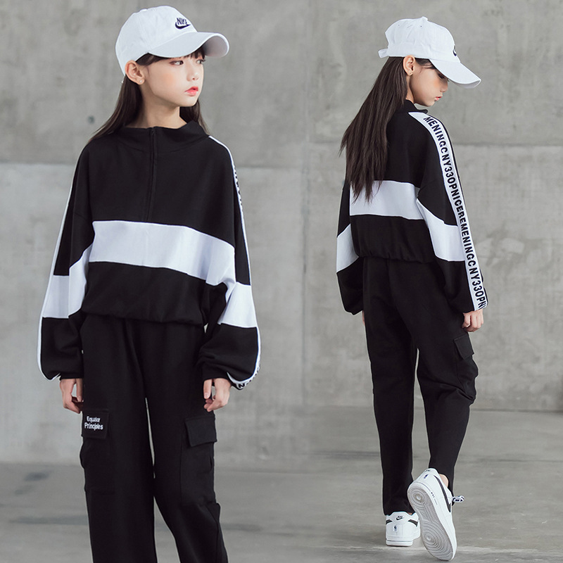 Kids Tracksuit 2020 Autumn New Teenage Girls Clothing Set Striped Sweatshirt Sport Pants Suit School Child Costume 10 12 YearsX1019