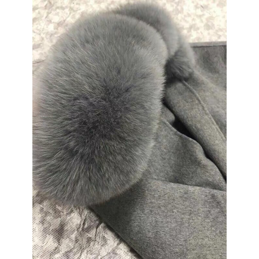 JAZZEVAR winter Casual Women long Real Fox Fur jacket Cashmere double faced Wool Outerwear Ladies oversized hooded coats 201222