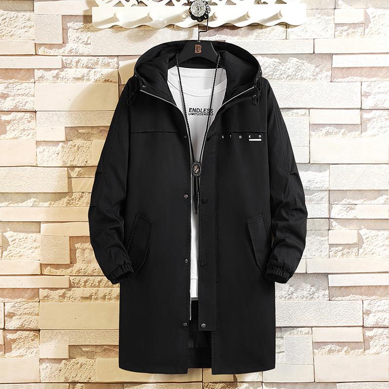 2020 New Trench Black Grey Coat Men'S Overcoat Casual Windbreakers X-Long Fashion Spring Autumn Jackets, 7776 1