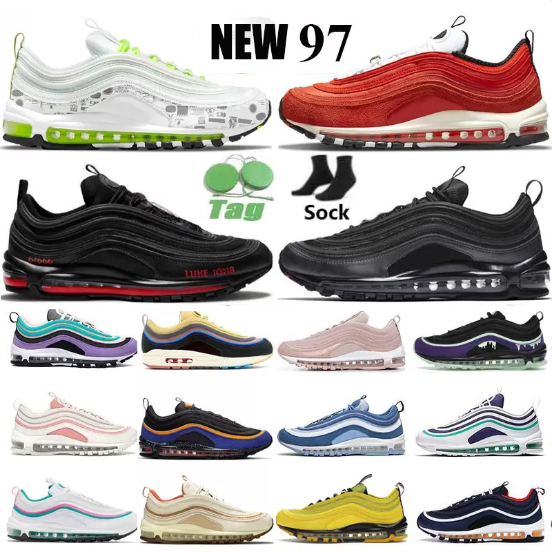 Top Quality OG 97s basketball running Shoes trainers Men Women Mschf Lil Nas x Satan Jesus Reflective Bred Red Triple White Leopard Sail outdoor sports sneakers 36-45 
Top Quality OG 97s basketball running Shoes trainers Men Women Mschf Lil Nas x Satan Jesus Reflective Bred Red Triple White Leopard Sail outdoor sports sneakers 36-45