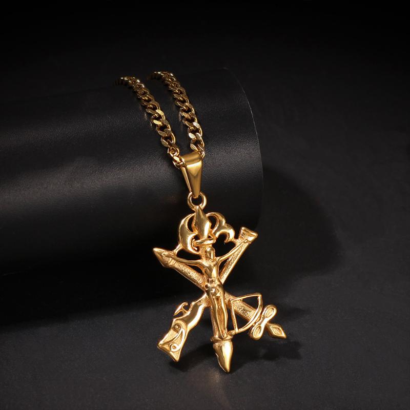 Hot Sale Necklace Men Jesus Religious Two Gun Cross Pendant Necklace Gold Cross Hip Hop Fashion Jewelry
Hot Sale Necklace Men Jesus Religious Two Gun Cross Pendant Necklace Gold Cross Hip Hop Fashion Jewelry