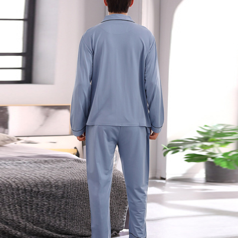 Men Pajamas Sets Cotton Pyjamas Sleepwear Nightwear Underwear Long Sleeve Printed Striped Casual Spring Autumn Winter SA0939 201111