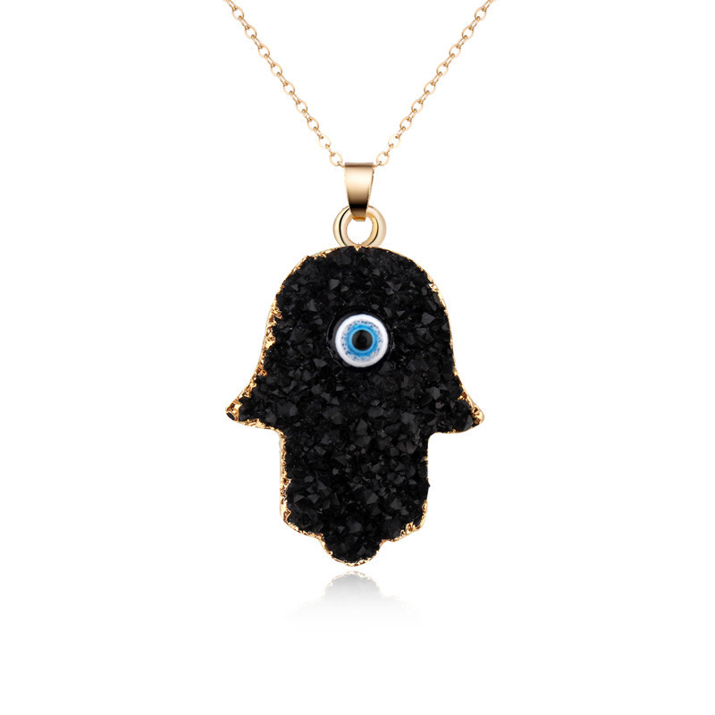 White Black Resin Evil Eye Necklace Fatima Hand Charm Necklaces Jewelry