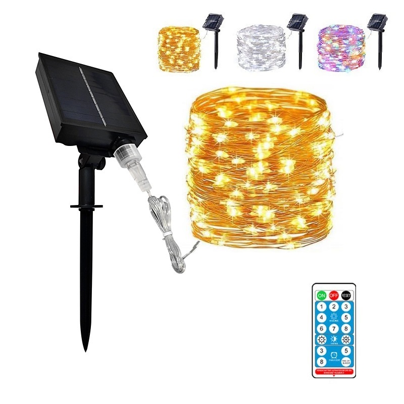Solar powered led string fairy light waterproof outdoor 30m 40m 50m copper wire lamp