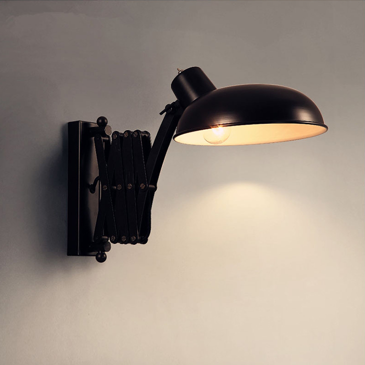 American retro industrial style retractable wall lamp creative personality dining room bedroom study elongated wall light