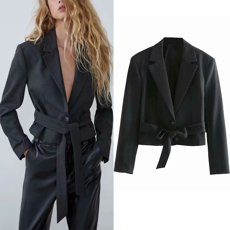 2021 New Fashion with Belt Cropped Woman Fall Elegant Office Ladies High Quality Women's Blazer Long Sleeve Jackets Tuv8, Dark grey
2021 New Fashion with Belt Cropped Woman Fall Elegant Office Ladies High Quality Women's Blazer Long Sleeve Jackets Tuv8, Dark grey