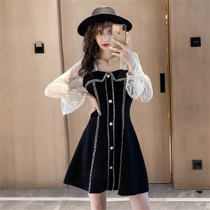 2021 New Elegant Short Feminine Spring Summer Long Extension Retail Rentals a Line Dressed in Black Square Collar White Button Dress JAA7, Multi
2021 New Elegant Short Feminine Spring Summer Long Extension Retail Rentals a Line Dressed in Black Square Collar White Button Dress JAA7, Multi
