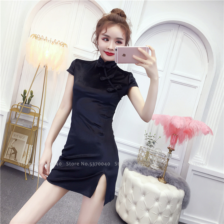 Women Tight Chinese Style Cheongsam Qipao Formal Dress Lady Nightclub Sexy Bandage Party Split Dresses Coaplay Costumes LJ200827