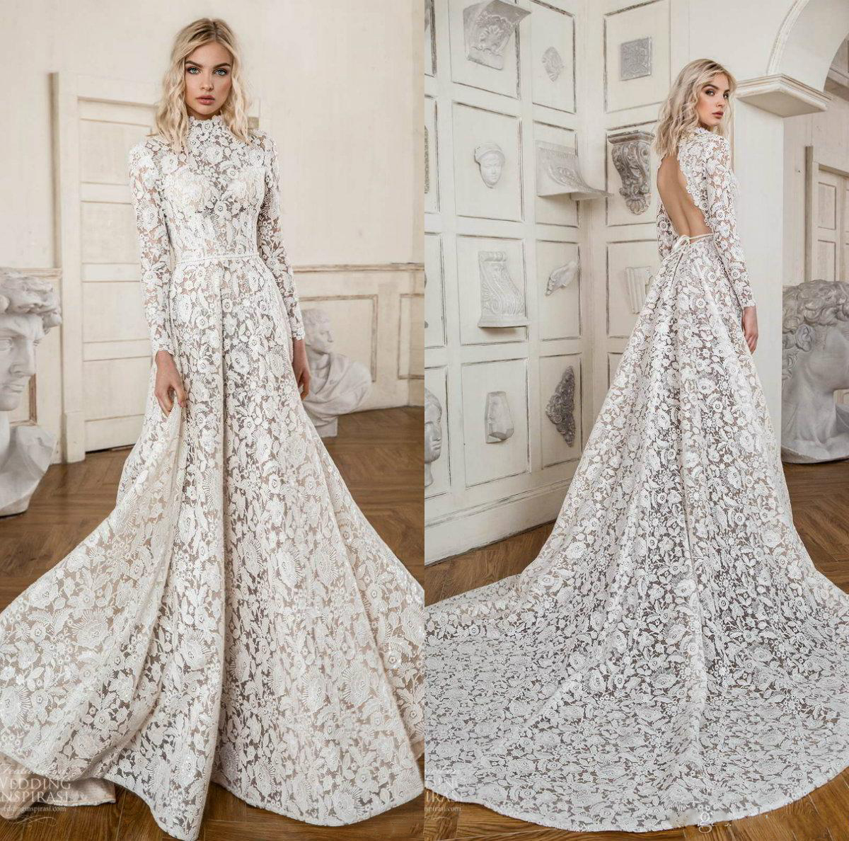 Lace Long Sleeve Wedding Dresses Applique A Line High Neck Hollow Back Boho Wedding Dress Sweep Train Bridal Gowns Robes De Mariée, Ivory
Lace Long Sleeve Wedding Dresses Applique A Line High Neck Hollow Back Boho Wedding Dress Sweep Train Bridal Gowns Robes De Mariée, Ivory