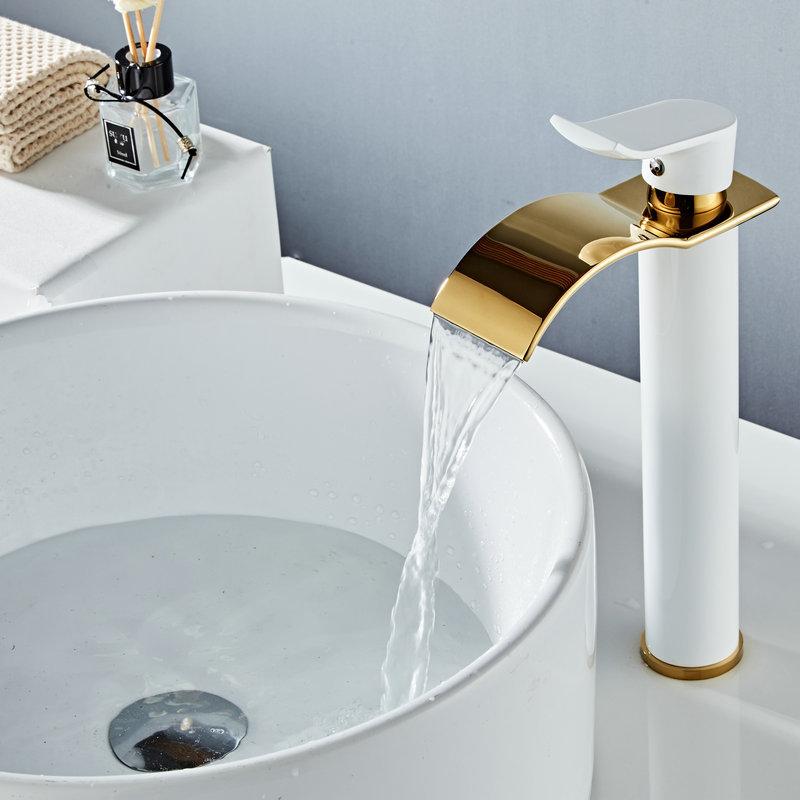 Basin Faucet Gold and White bathroom Faucet single lever hot and cold sink Brass Material basin tap mixer
Basin Faucet Gold and White bathroom Faucet single lever hot and cold sink Brass Material basin tap mixer